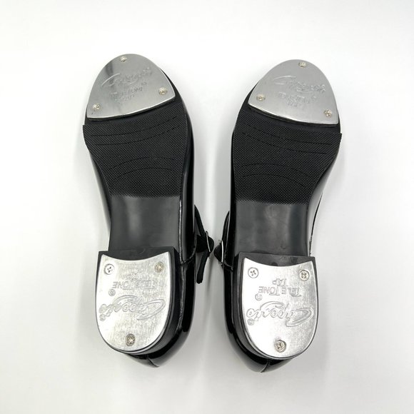 Capezio Womens Size 6 6M 3800 Mary‎ Jane Black Patent Buckled Dance Tap Shoes - Picture 9 of 14